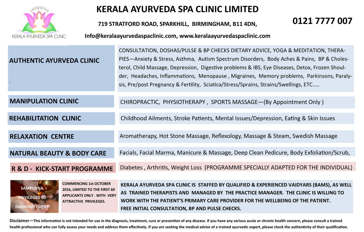 Treatments at Kerala Ayurveda Spa Clinic